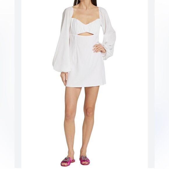 REVOLVE Rumer The Label Camille 100% Cotton Cutout Mini Dress Long Sleeve Large - Picture 5 of 15